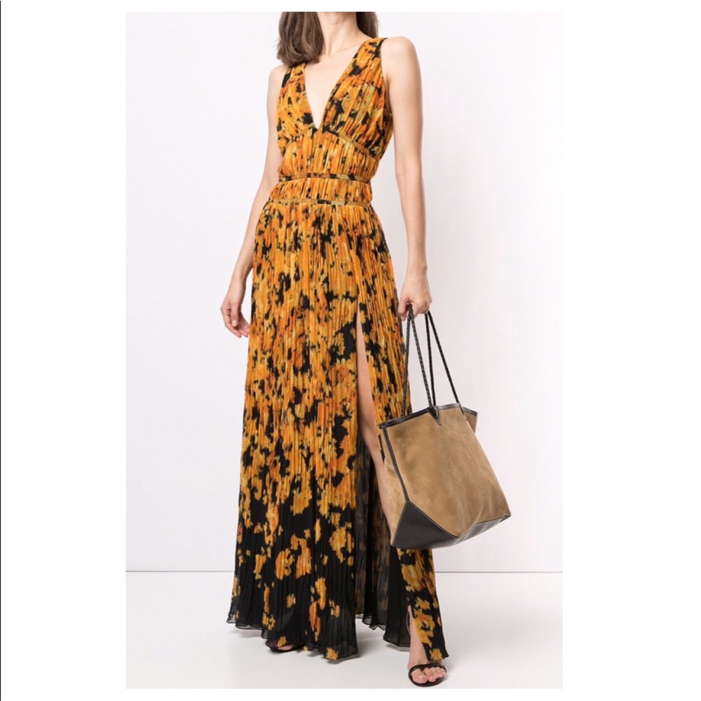 Altuzarra Floral Pleated Sleeveless Gown